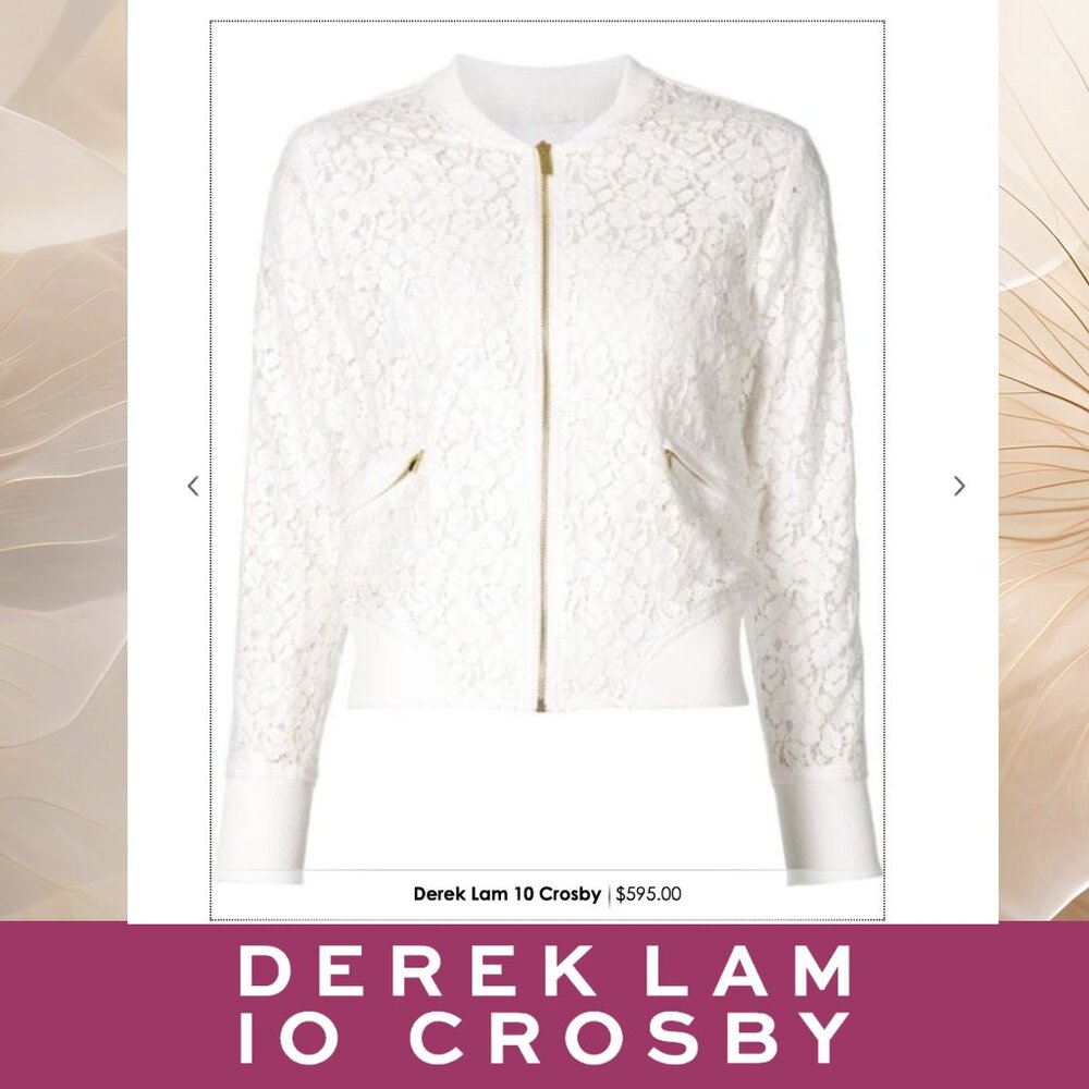 10 Crosby Derek Lam - White Lace Bomber Jacket - Size M